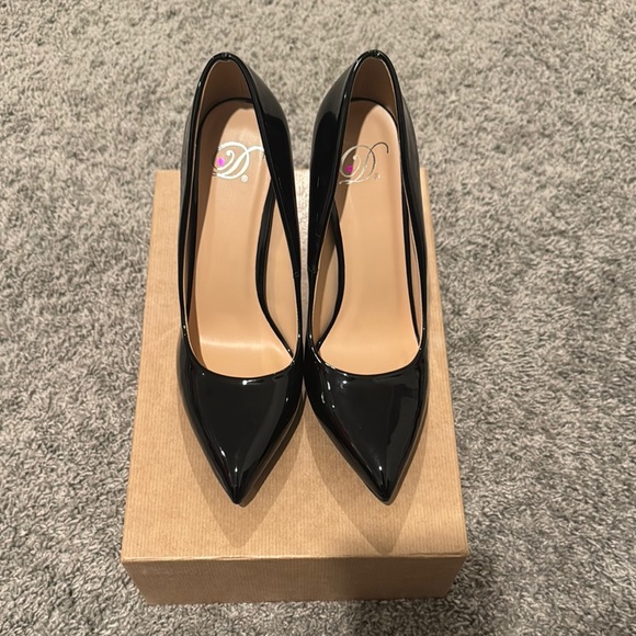 Shoes - Black Patent Leather High Heel Stilettos